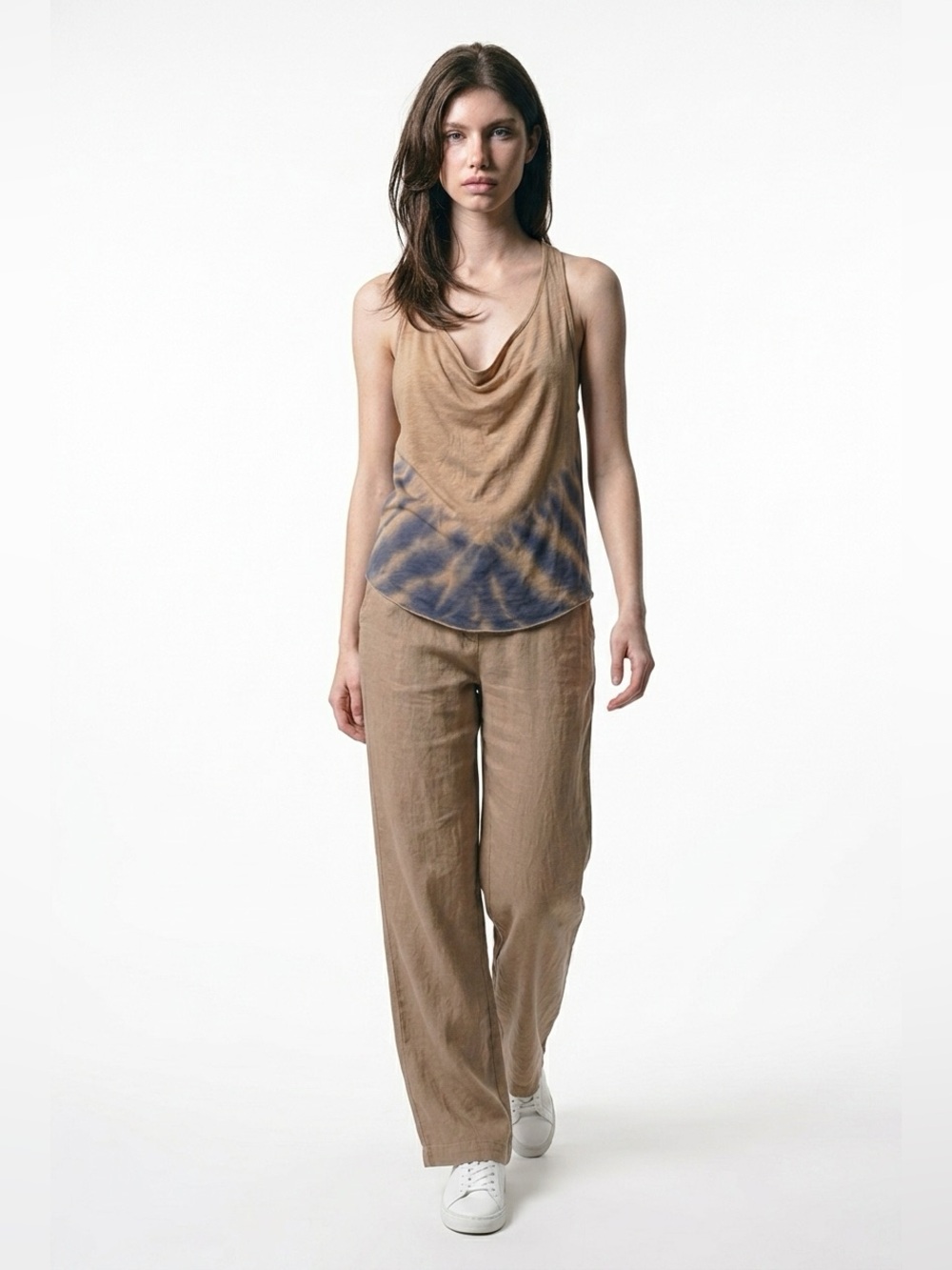 Chaser Taupe and Navy Dip-Dye Racerback Tank
